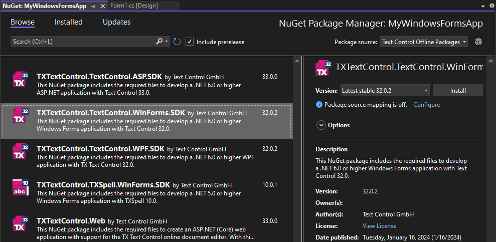 Adding the NuGet Package