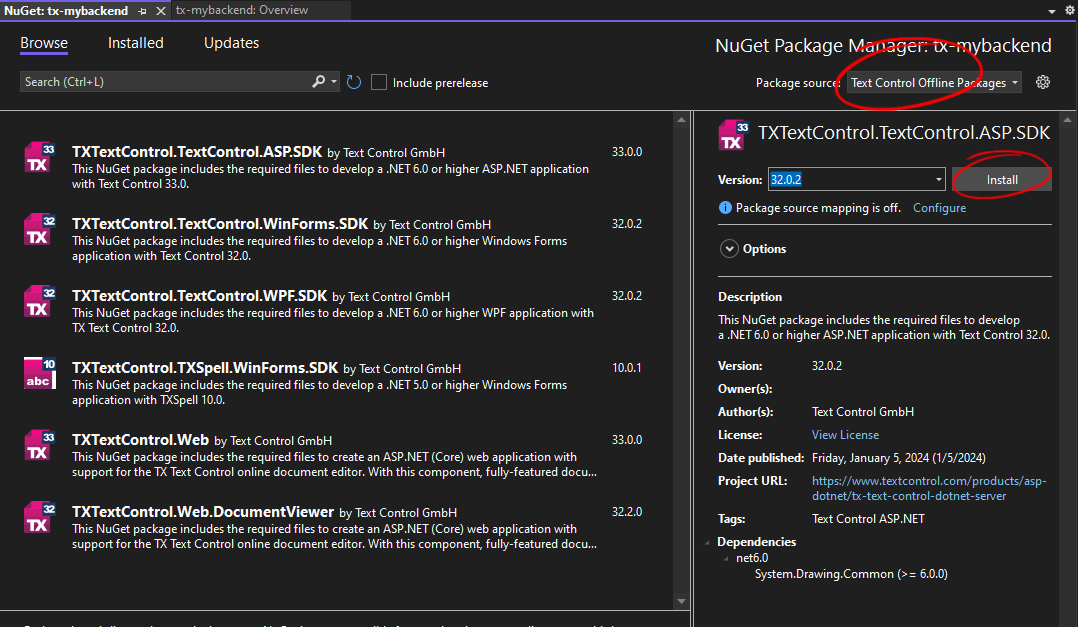 Adding the NuGet packages