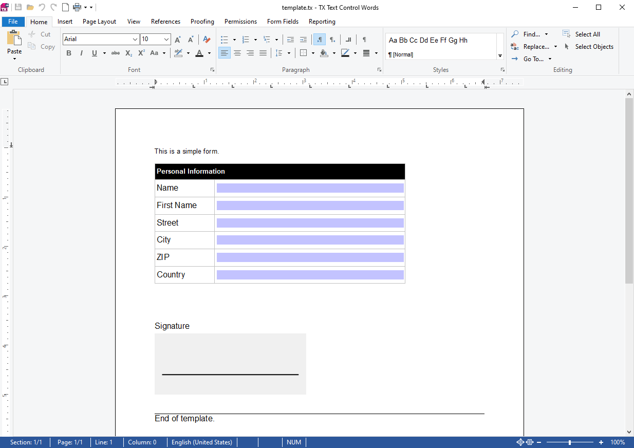 Forms Template