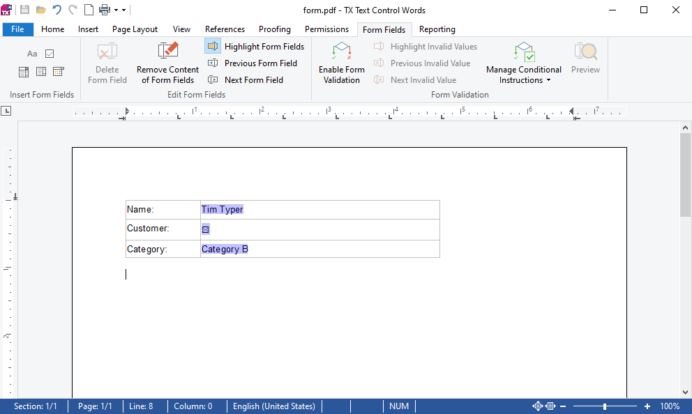 Forms with TX Text Control