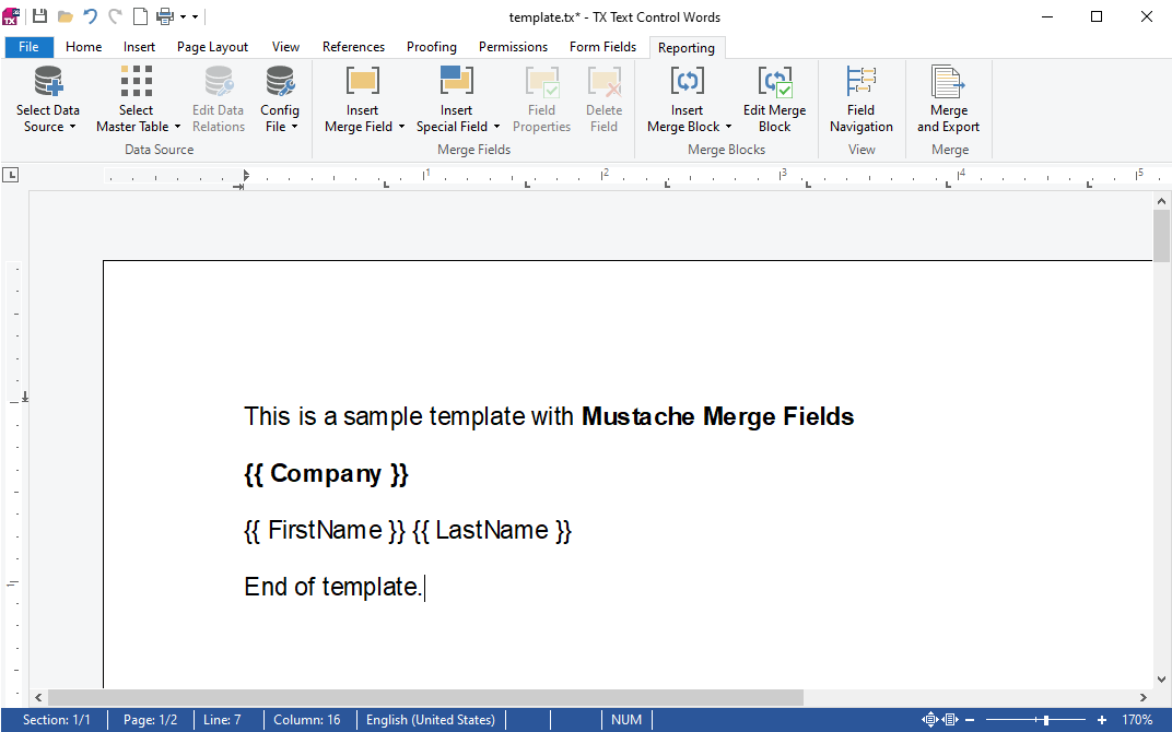 Merge Fields in TX Text Control