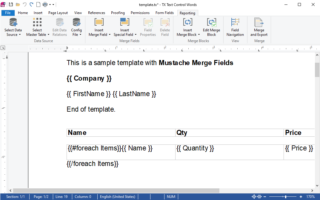 Merge Fields in TX Text Control