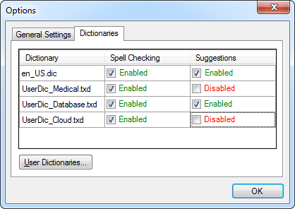 New Options Dialog