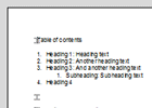 Creating a table of contents (TOC) using TX Text Control