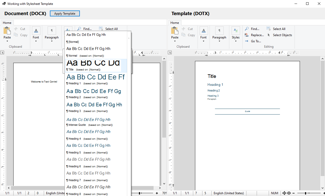 DOTX Template Styles
