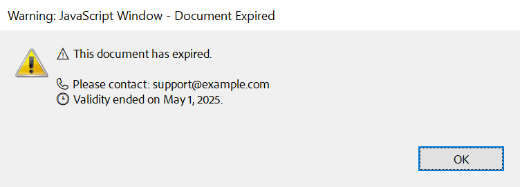 JavaScript based alert in PDF documents