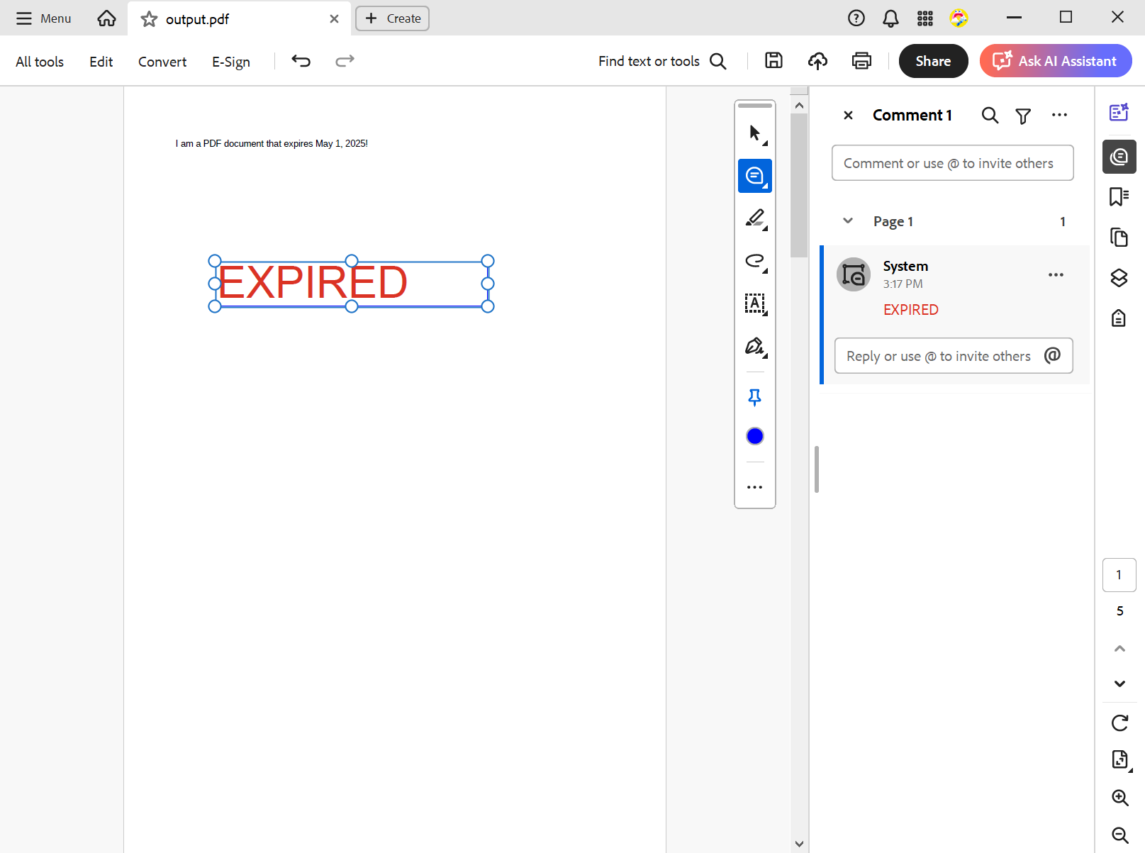JavaScript based annotation in PDF documents