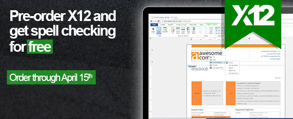 Pre-order X12 and get spell checking for free