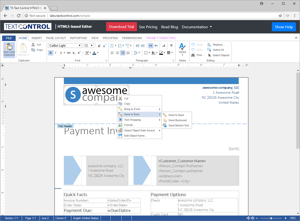 Creating documents with TX Text Control