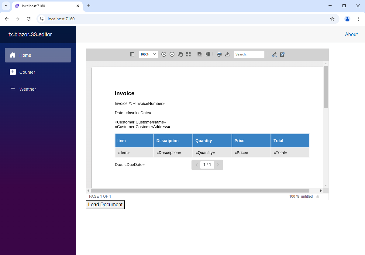 Loading documents with TX Text Control Blazor Loading documents with TX Text Control Blazor