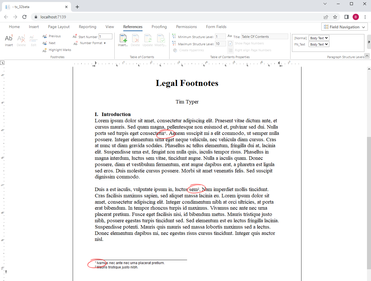 Footnotes with TX Text Control Footnotes with TX Text Control