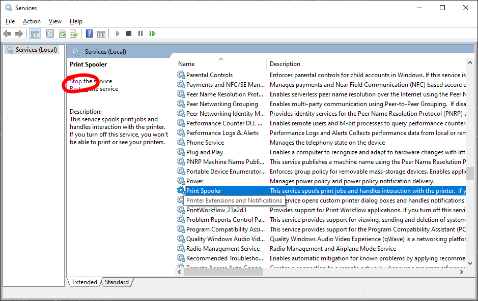 Disable the Print Spooler service