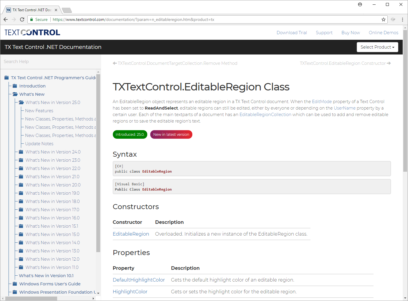 TX Text Control Online Documentation