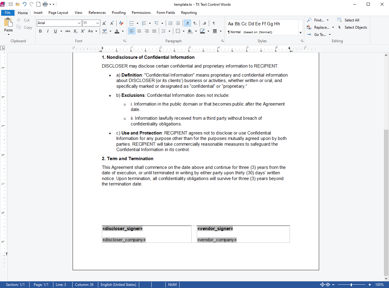 Creating signature templates with TX Text Control