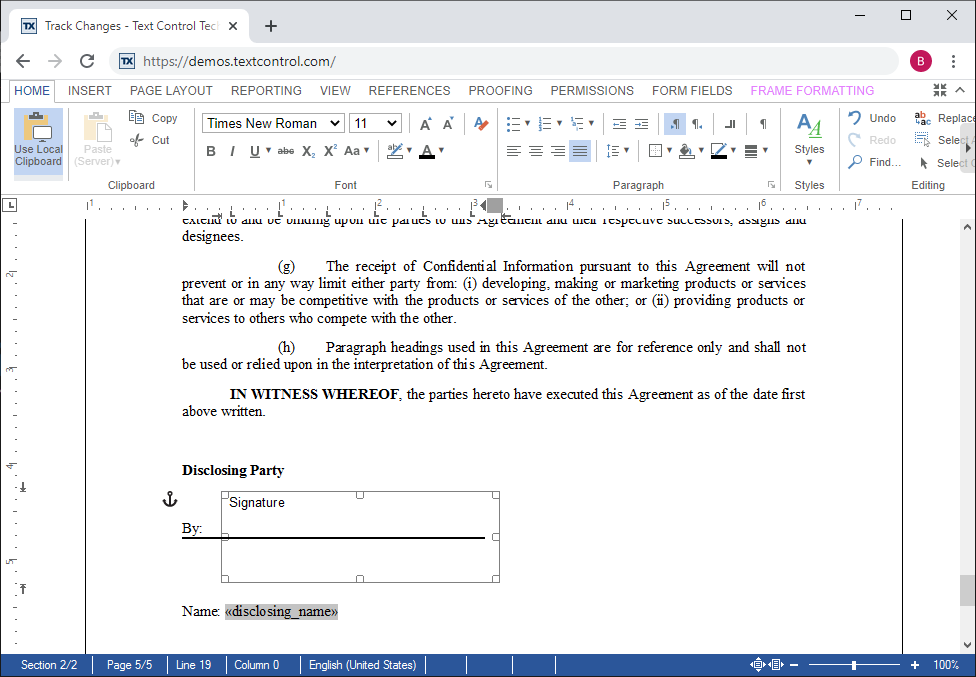 Electronic signatures in TX Text Control