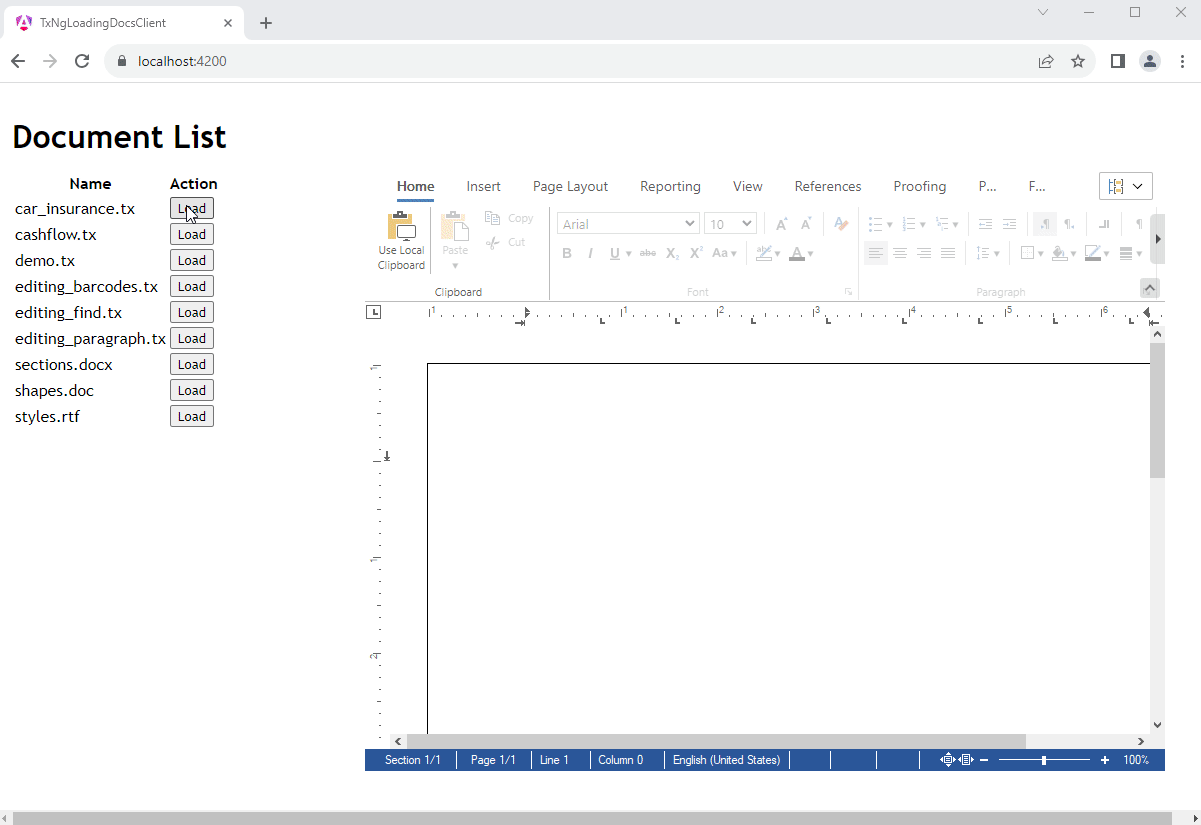 Angular Loading TX Text Control Angular Loading TX Text Control