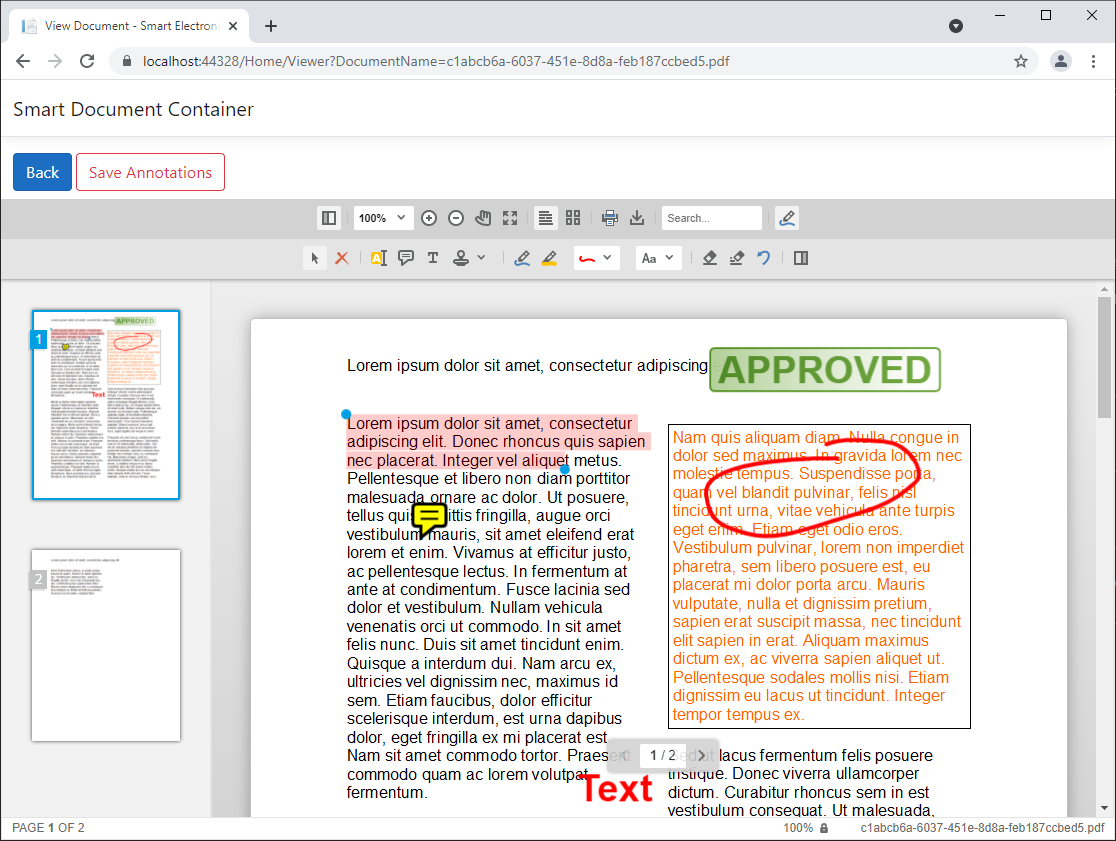 Embedded document layers Embedded document layers