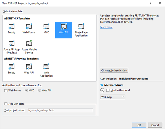 Creating the Web API project