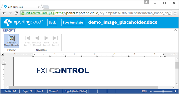 ReportingCloud: Merging images into image placeholders