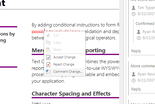 TX Text Control comments TX Text Control comments