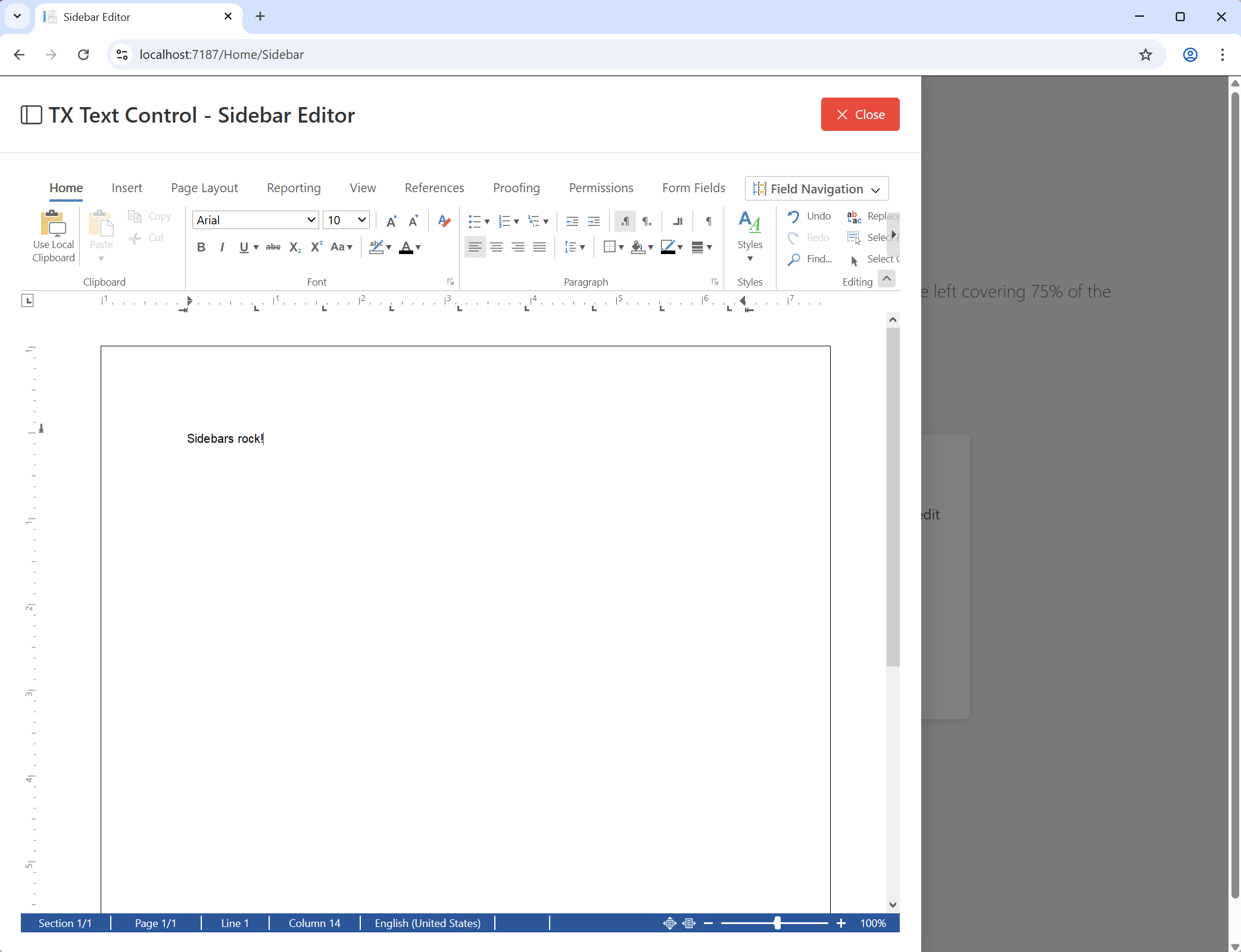 Sidebar Panel Editor Example