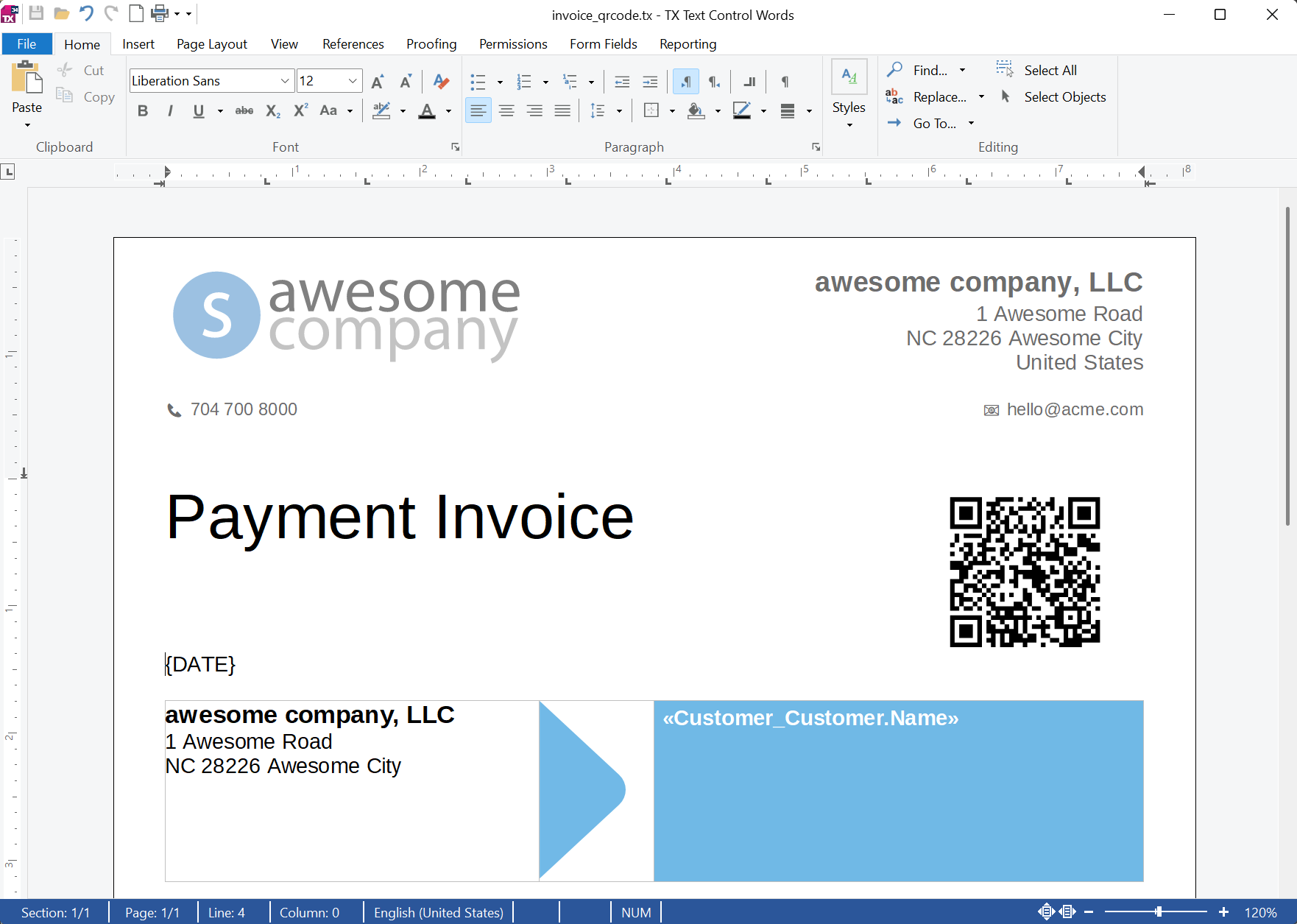 Sample Invoice Template with QR Code Sample Invoice Template with QR Code