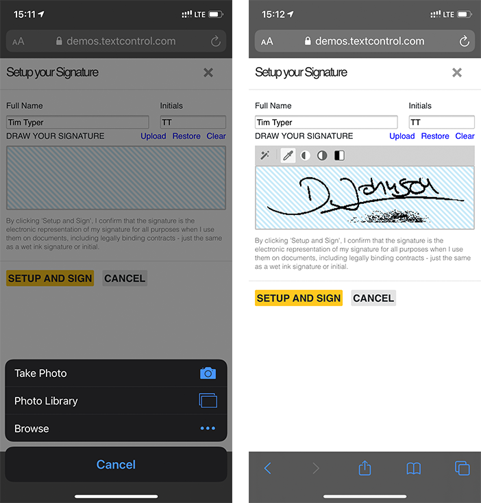 Signing documents with TX Text Control