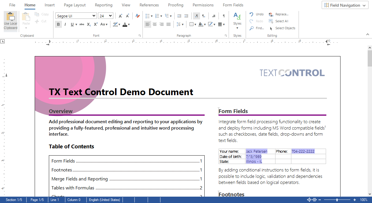 Creating documents with TX Text Control