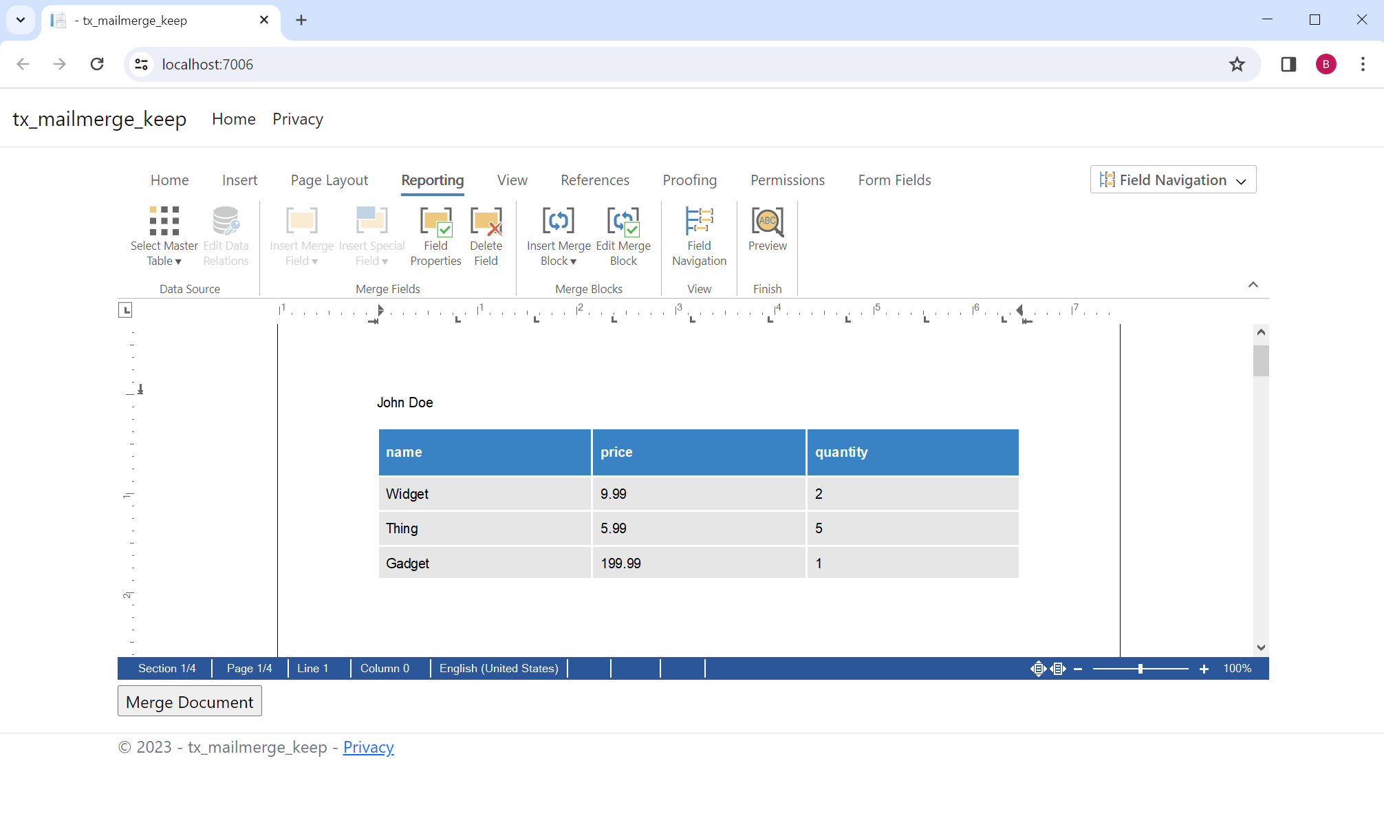 Creating documents with TX Text Control