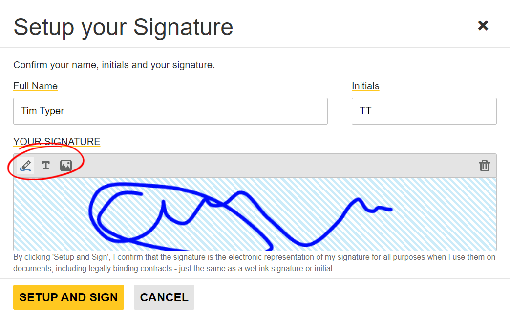 Creating signatures with TX Text Control