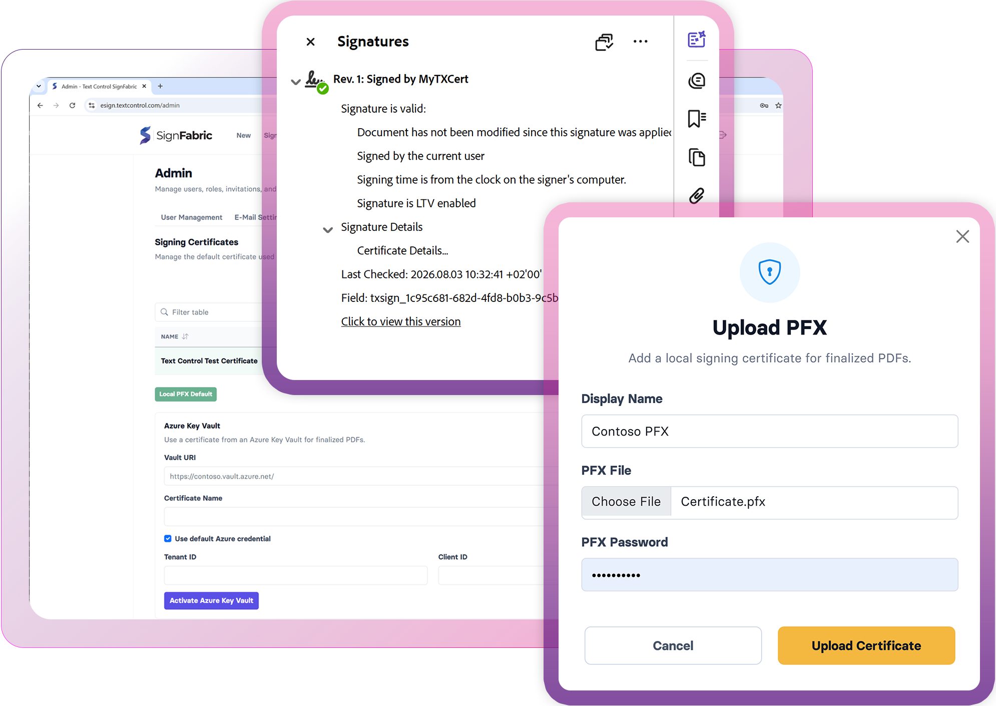 Digitally sign documents with certificates Digitally sign documents with certificates
