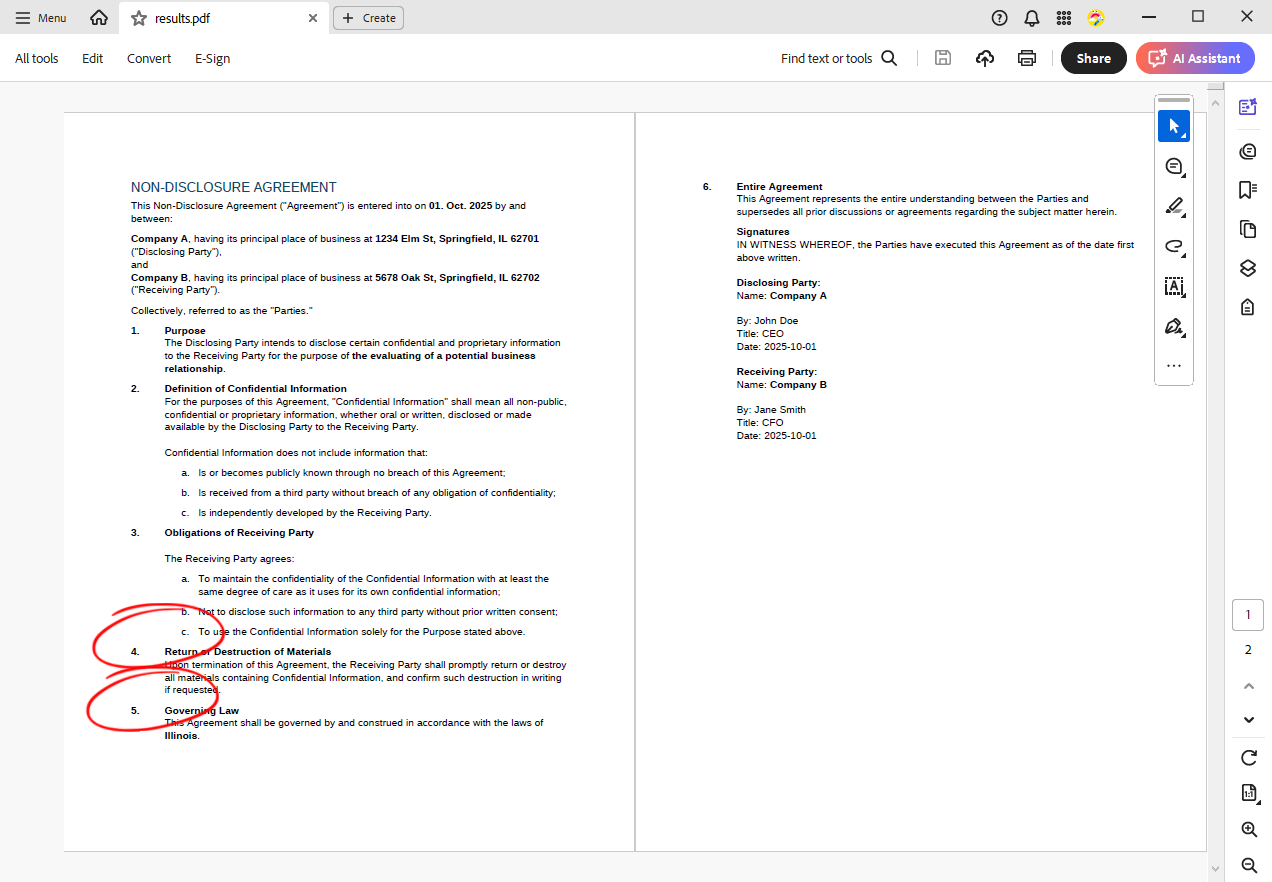 NDA template with some sections removed NDA template with some sections removed