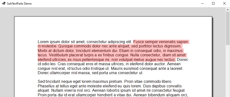 TX Text Control SubTextParts