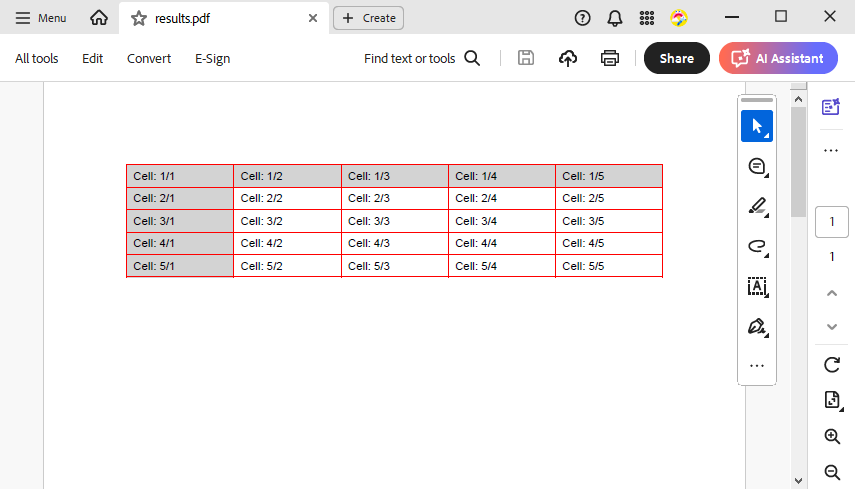 Adding tables to a document