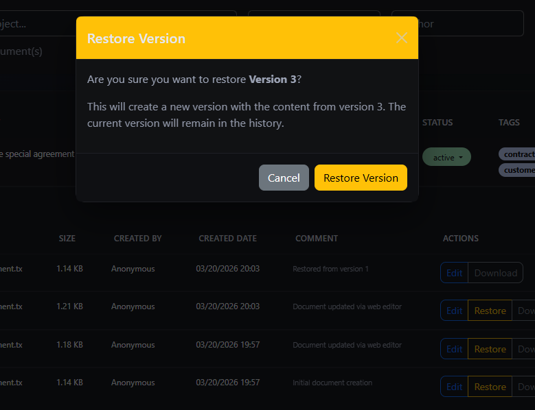 Restore Functionality Restore Functionality