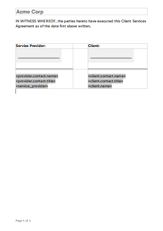 Contract Template in TX Text Control