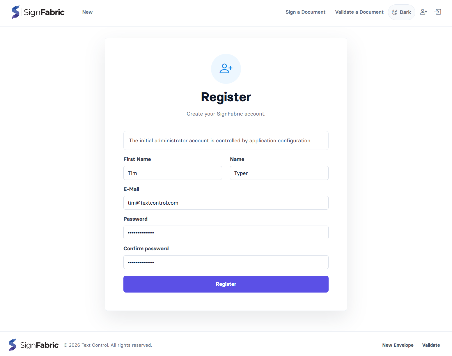 Register Administrator Register Administrator