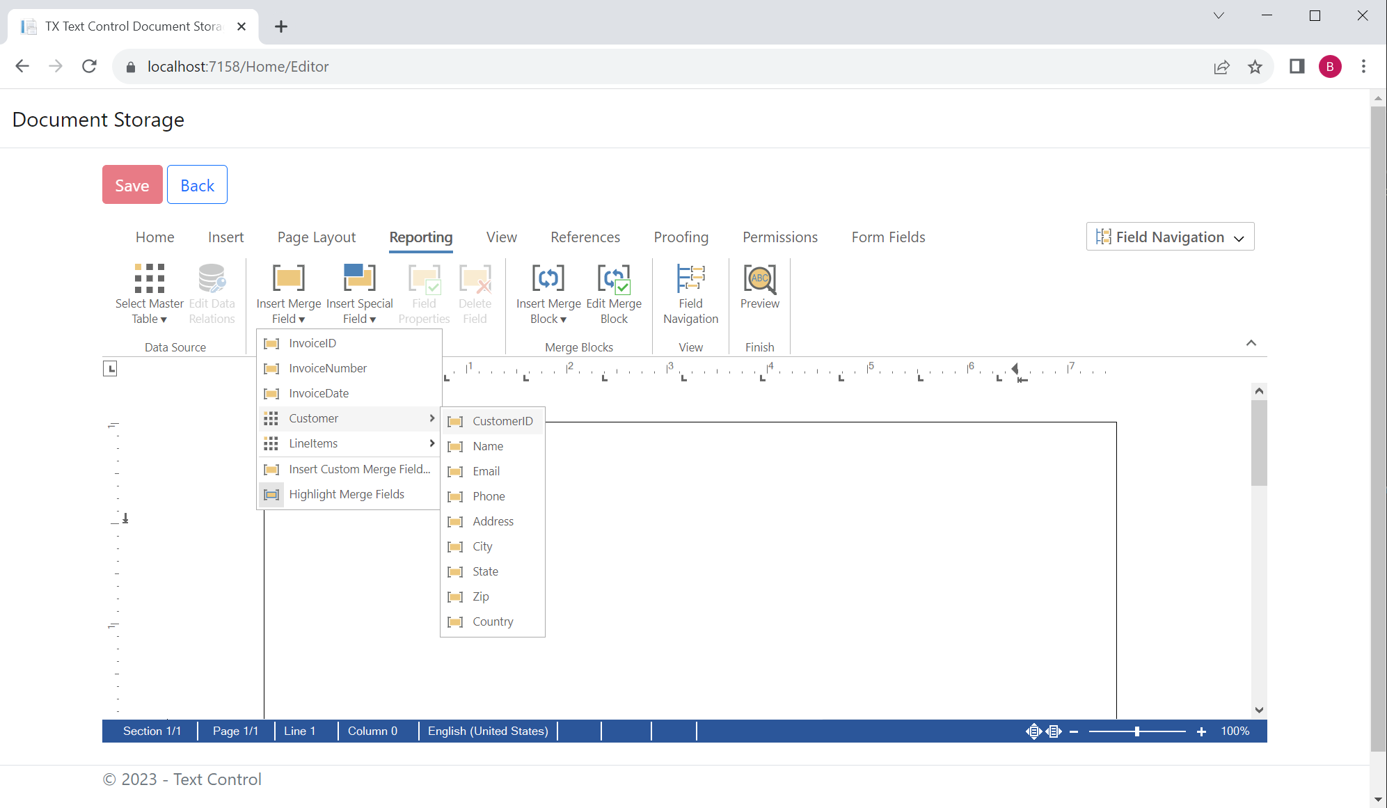 Creating documents with TX Text Control