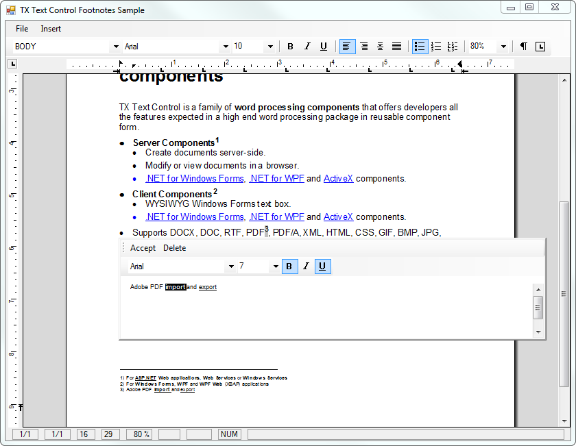TX Text Control Footnotes TX Text Control Footnotes