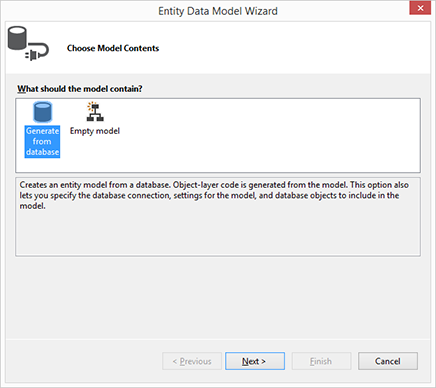 Create model with the EF Designer
