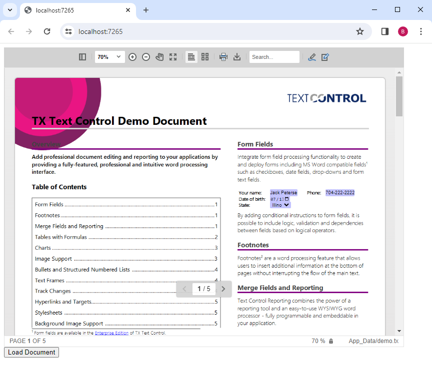 Text Control in Blazor Server