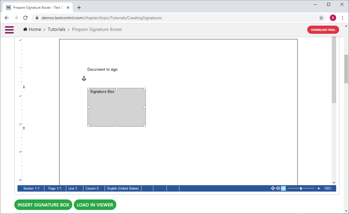 Signing documents with TX Text Control