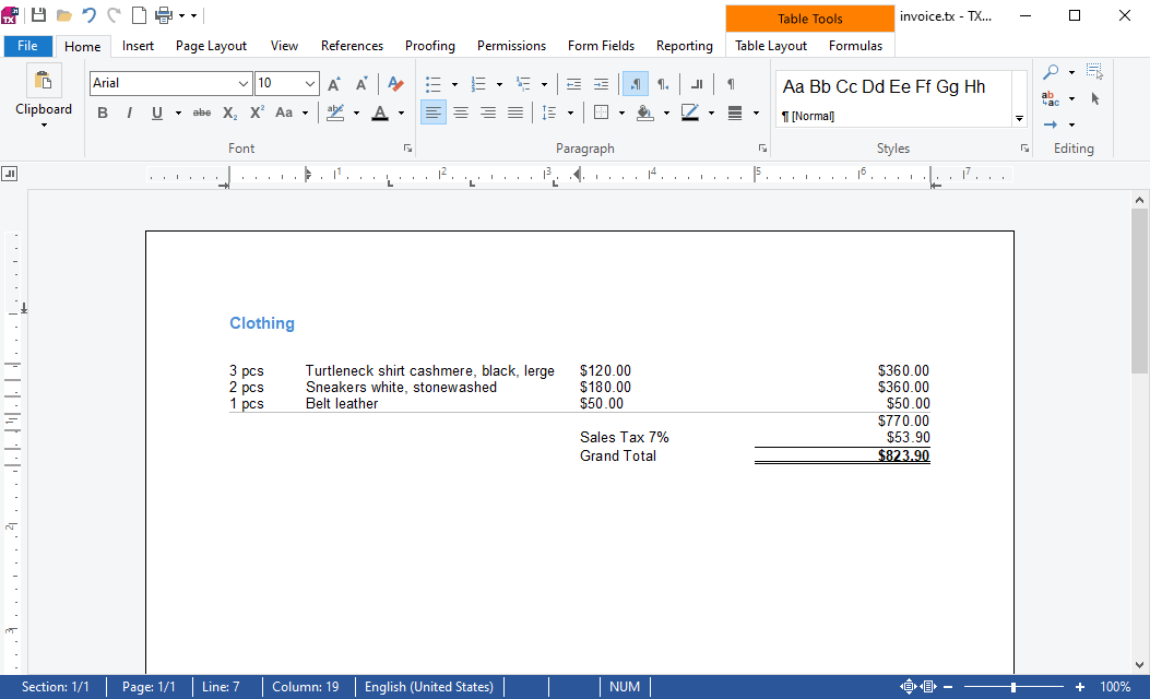 Invoice template