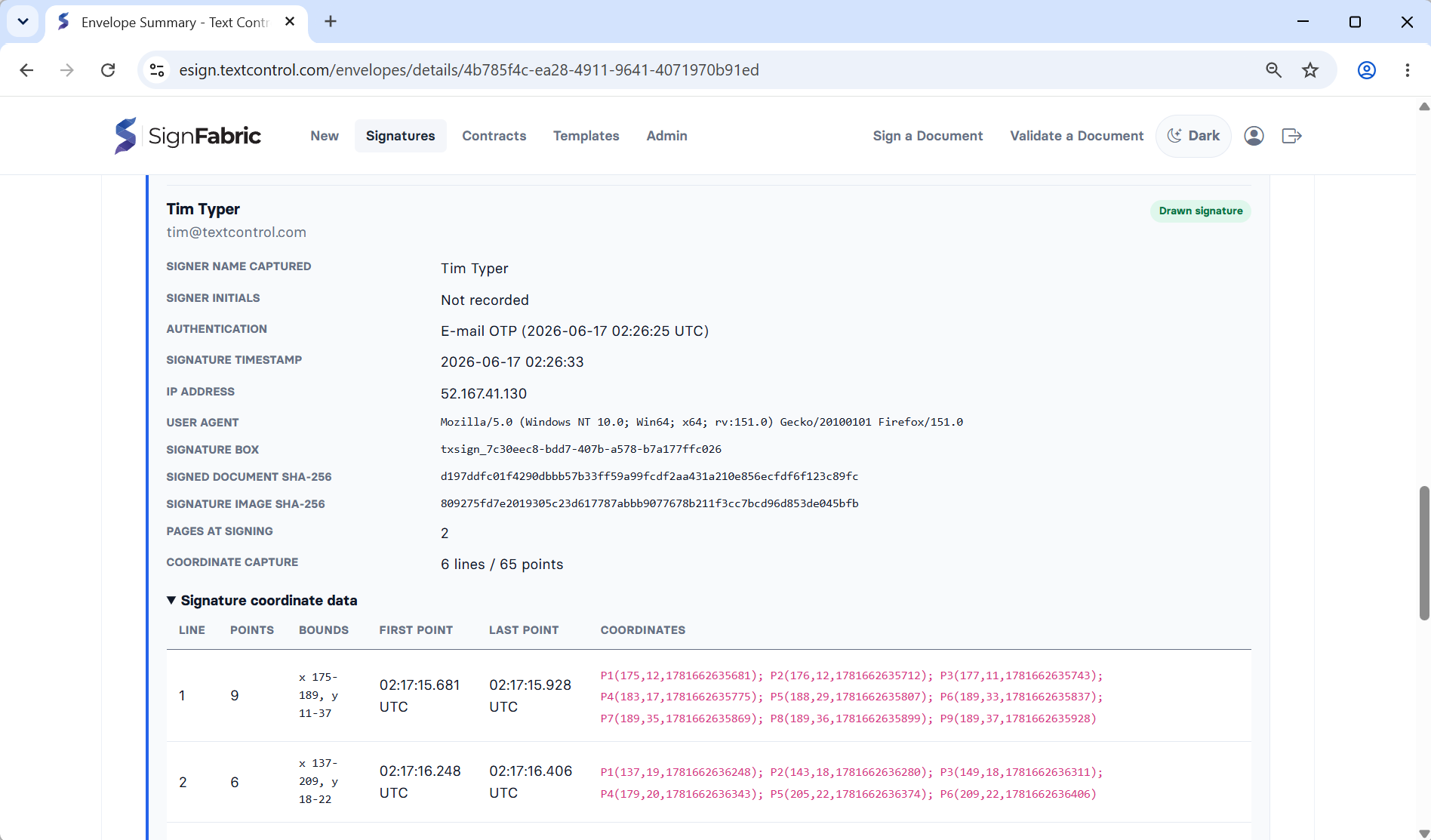 SignFabric Audit Trail SignFabric Audit Trail