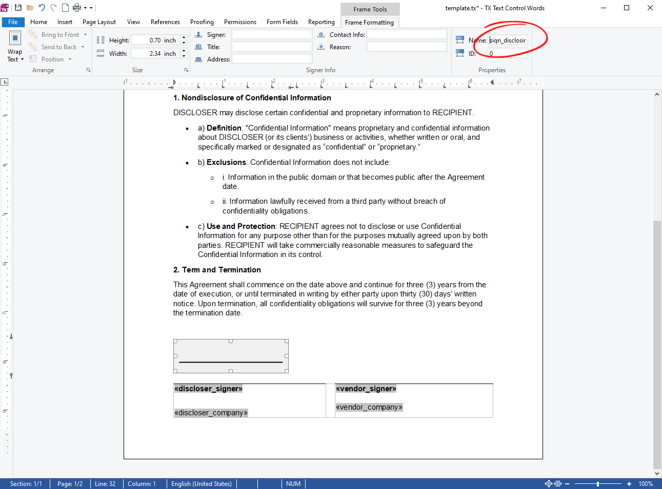 Creating signature templates with TX Text Control