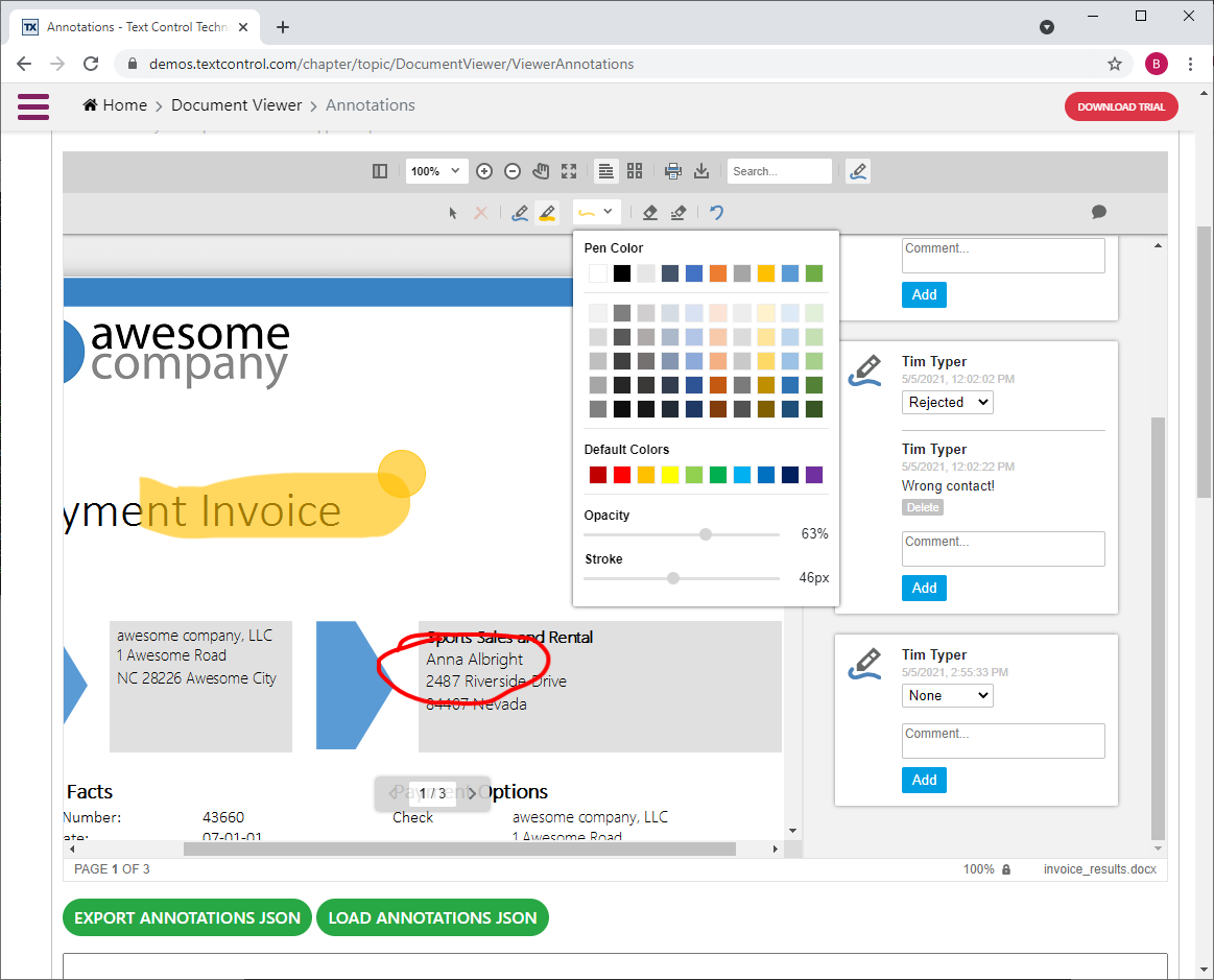 DocumentViewer annotations DocumentViewer annotations