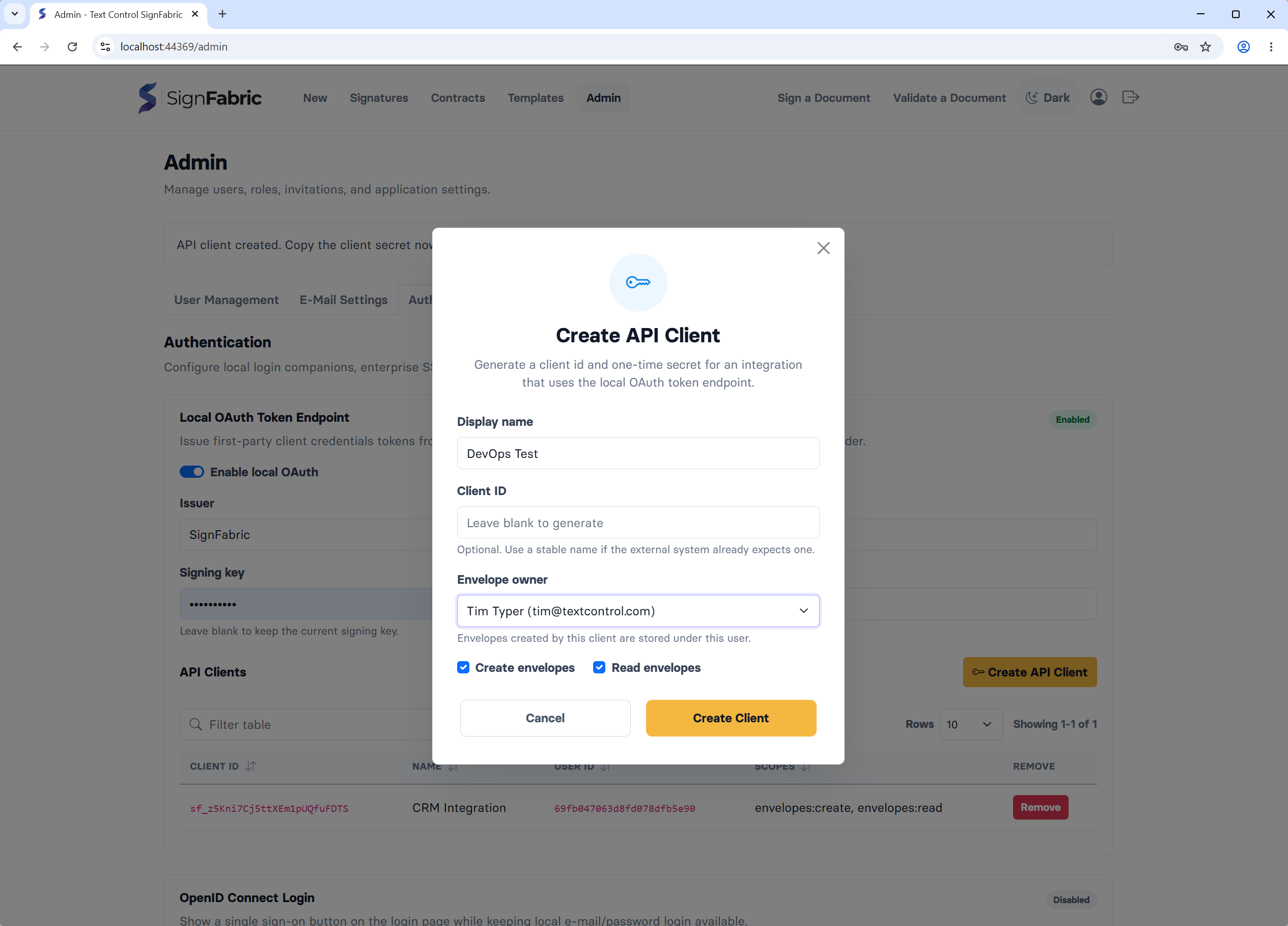 SignFabric User Interface SignFabric User Interface