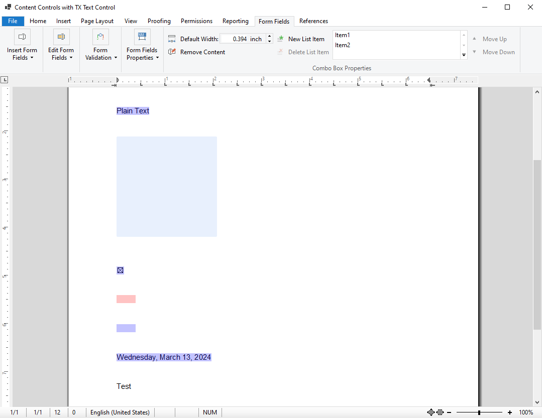 Content Controls in TX Text Control