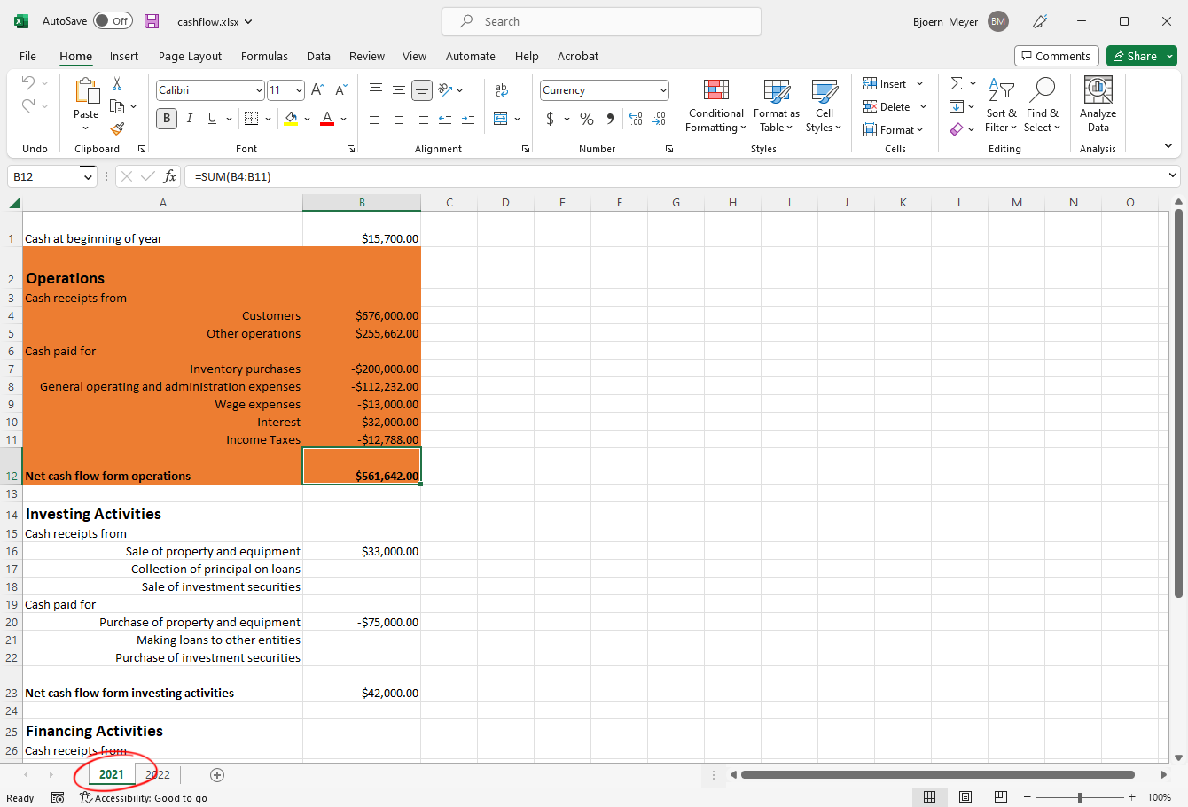 Spreadsheets in Excel Document Spreadsheets in Excel Document