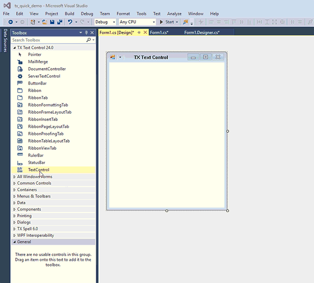 Sneak Peek: Windows Forms Ribbon Bar Visual Studio design-time support